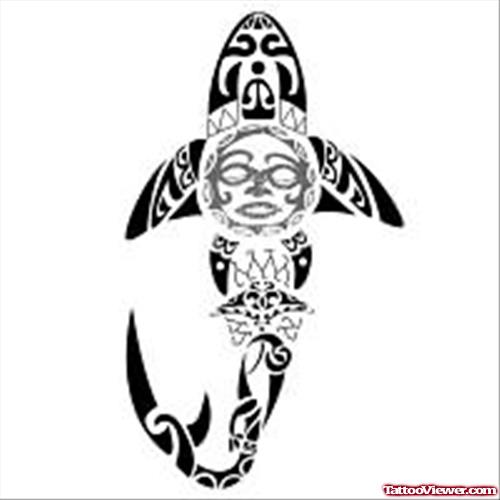 Sun Shark Tattoo Design