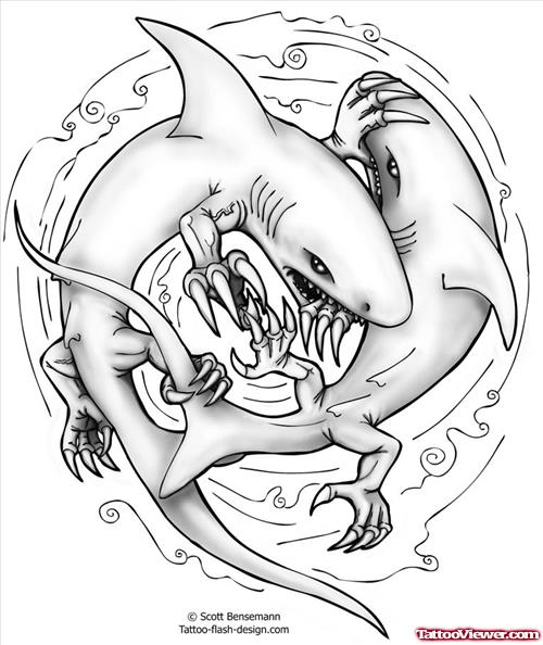 Free Shark Dragon Tattoo Sample