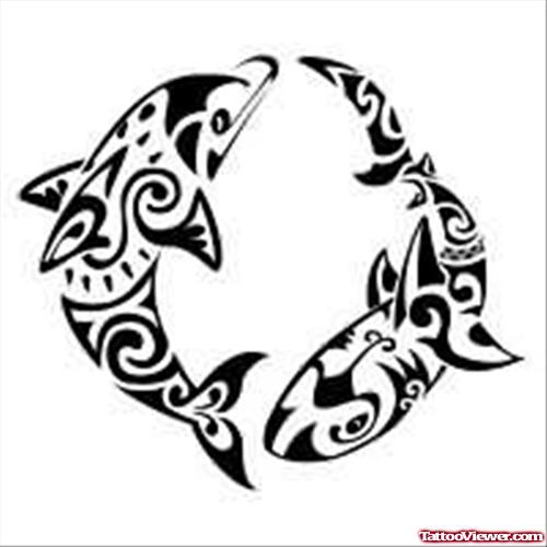Dolphin Shark Tattoo Designs