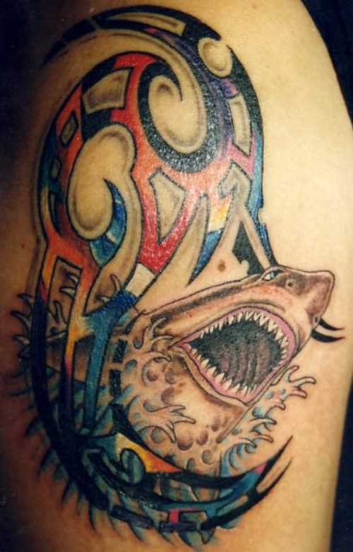 Colourful Shark Tattoo