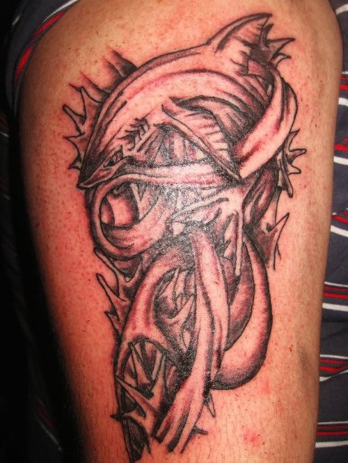 Reddish Ink Shark Tattoo