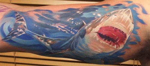 Sea Water And Shark Tattoo