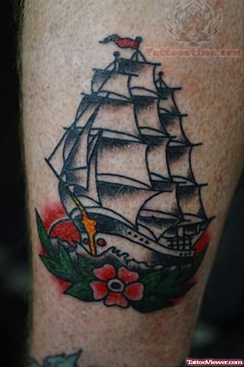 Color Ink Ship Tattoo
