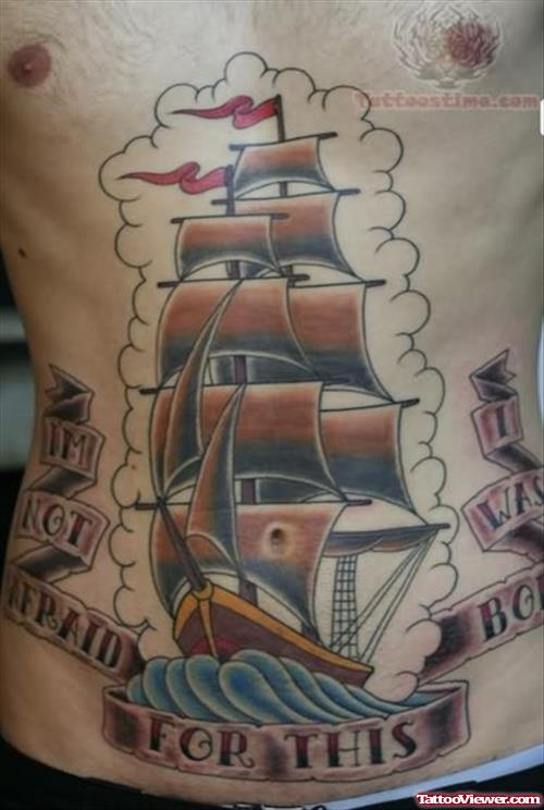 Ship Tattoo On Belly