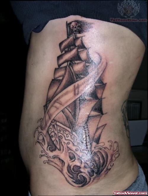 Rib Side Ship Tattoo