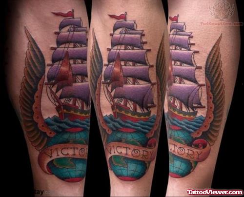 Winged Ship Tattoos
