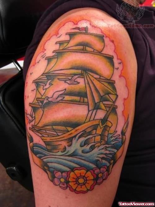 Ship Tattoos On Bicep