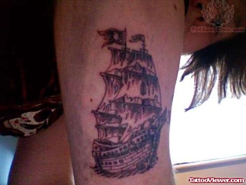Pirate Ship Tattoo For Boys