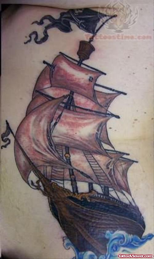 Ship In Sea Tattoo