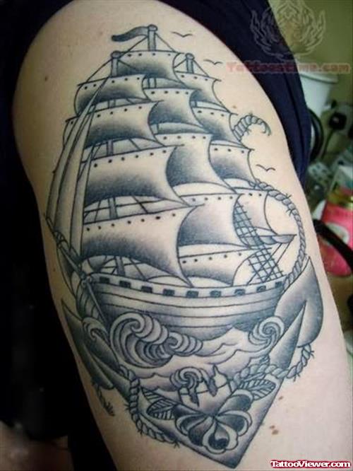 Pirate Traditional Ship Tattoo