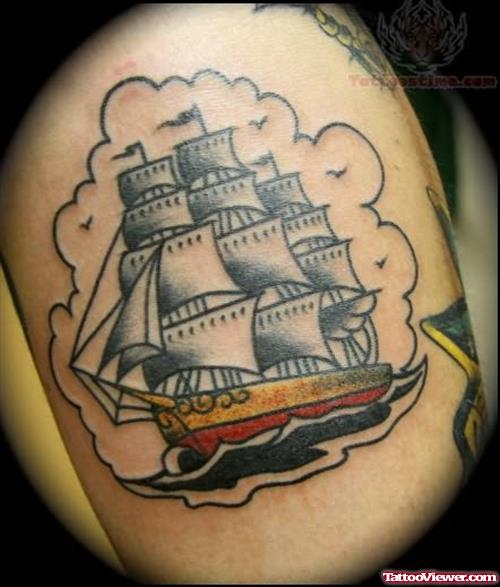 Beautiful Ship Tattoo Picture