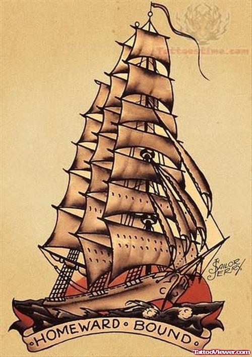 A Ship Tattoo Design