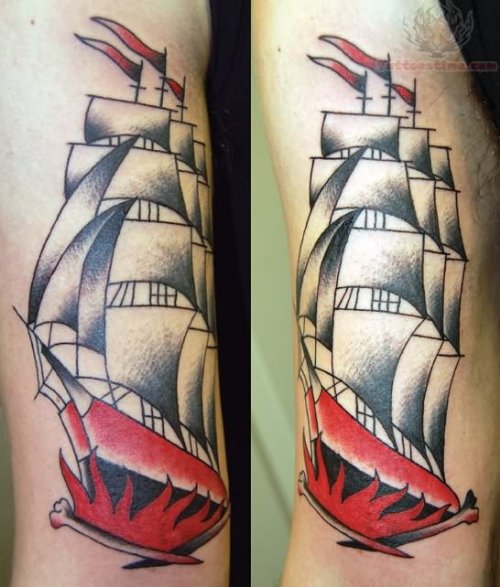Colorful Ship Tattoos