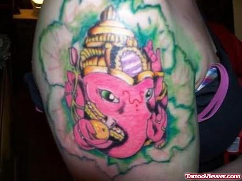 Ganesha Hindu Tattoo On Shoulder