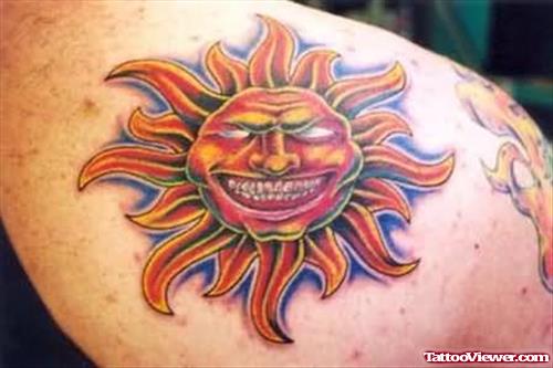 Sun Tattoo On Shoulder