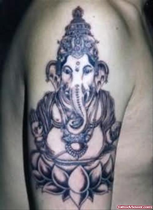 Lord Ganesha Tattoo On Shoulder