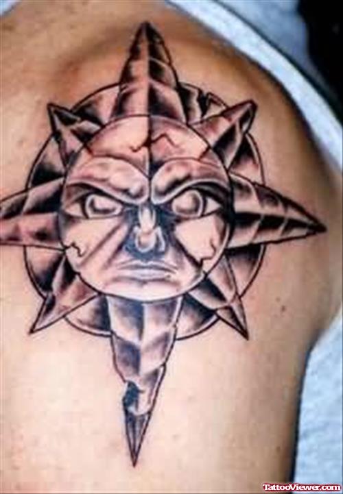 Extreme Sun Tattoo On Shoulder