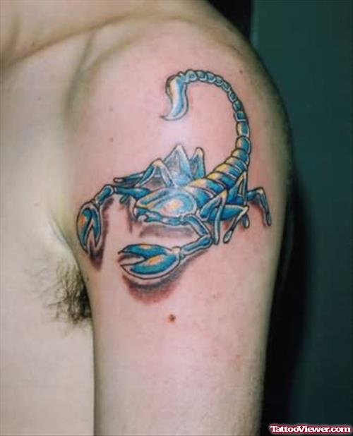 Blue Scorpion On Shoulder