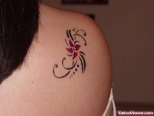 Beautiful Small Flower Tattoo On Back Shoulder