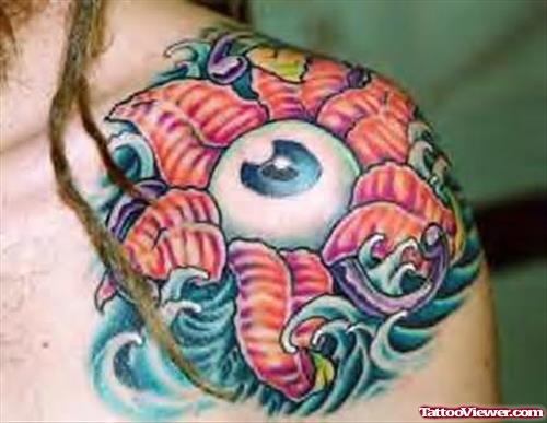 Eye Symbol Tattoo On Shoulder