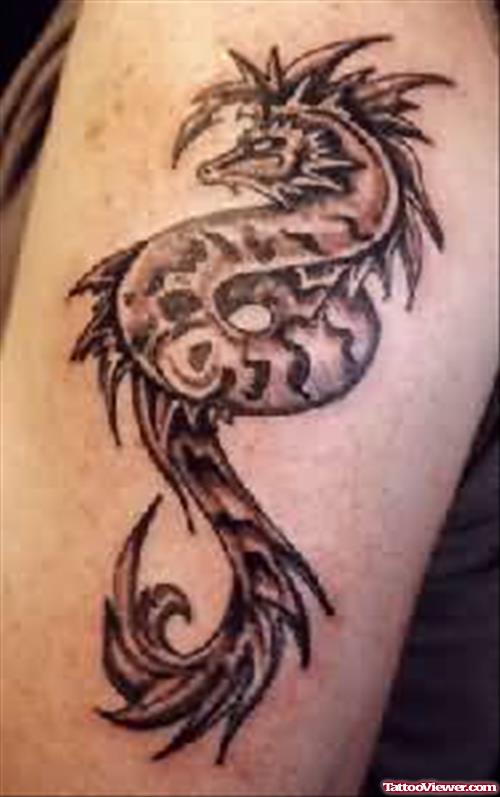 Snake Dragon Tattoo On Shoulder