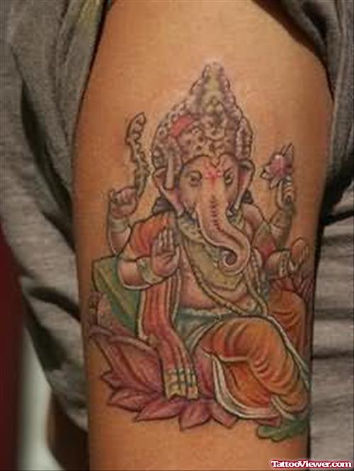 Amazing Ganesha Tattoo On Shoulder