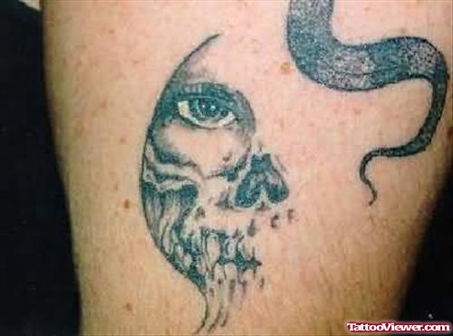 Half Skull Tattoo On Shoulder