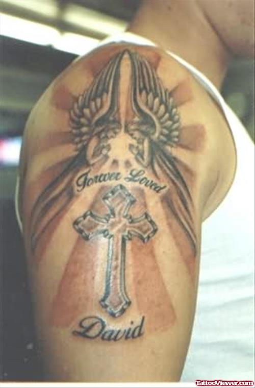 Forever Loved Tattoo On Shoulder