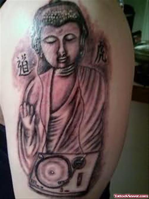 Mahatma Buddha Big Tattoo On Shoulder