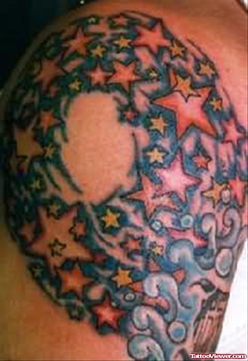 Amazing Stars Tattoos On Shoulder