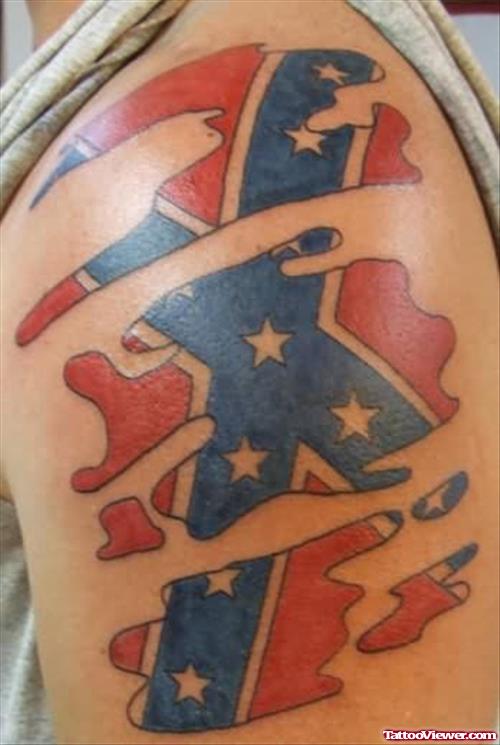 Confederate Flag Tattoo On Shoulder