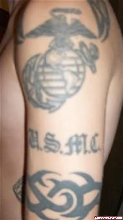 Military Logo Tattoo On Shoulder