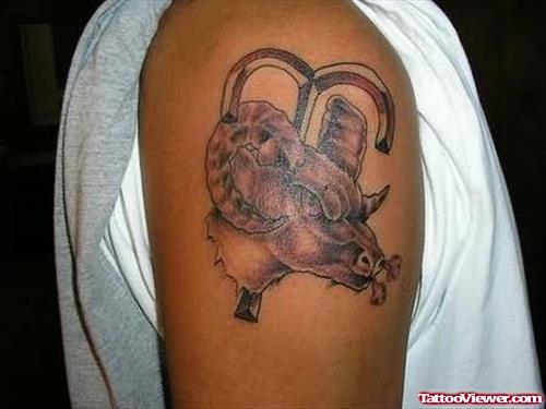 Zodiac Aries Tattoo On Shoulder