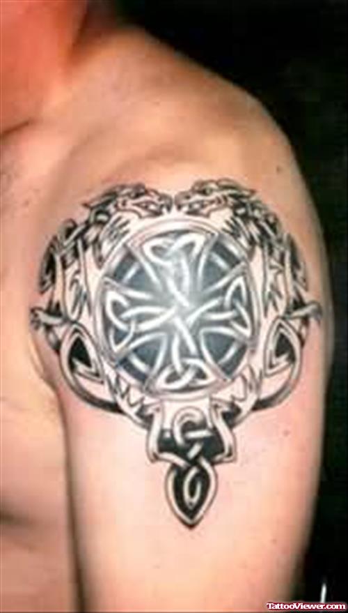 Snake Celtic Tattoo On Shoulder