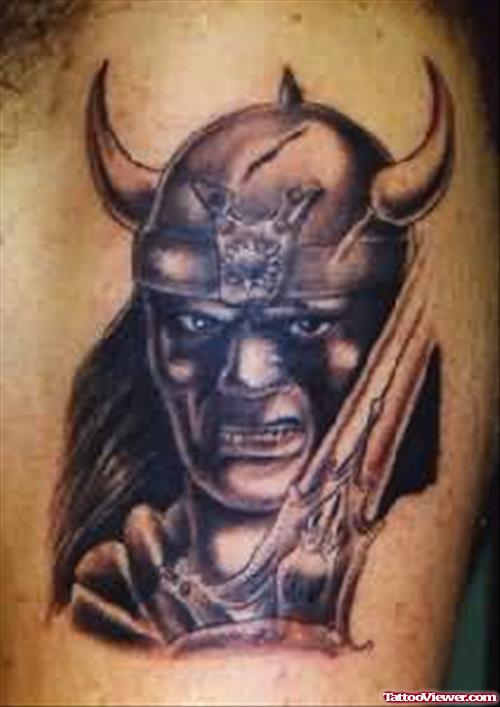 Great Warrior Tattoo On Shoulder