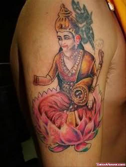 Saraswati Tattoo On Shoulder