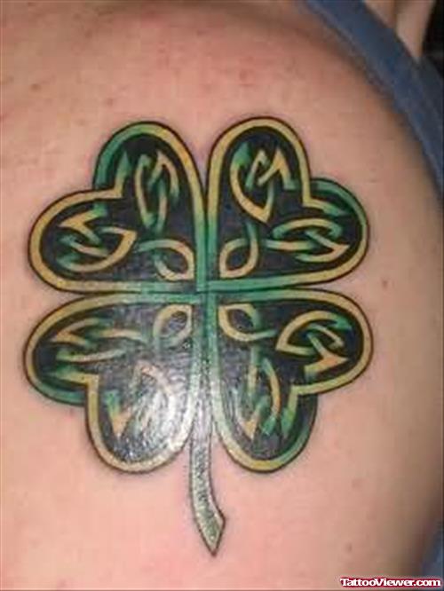 Knot Green Tattoo On Shoulder