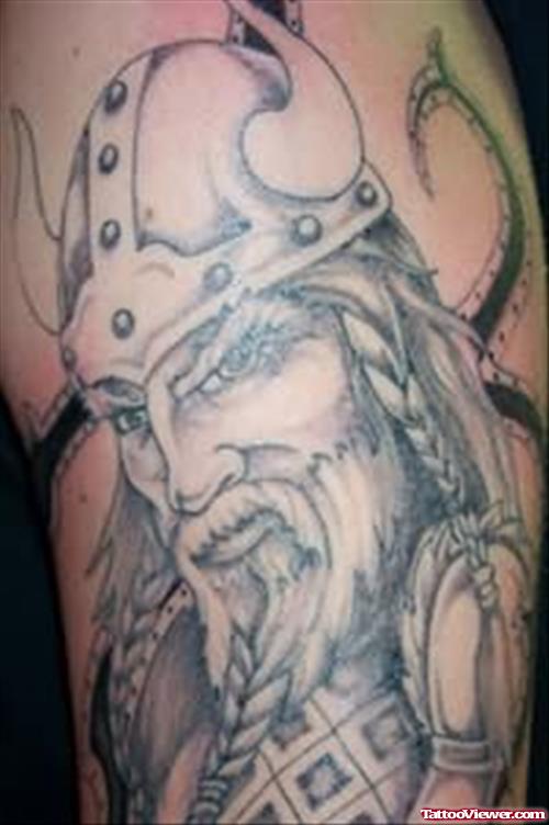 Warrior Face Tattoo On Shoulder