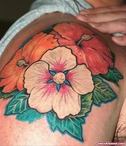 Flowers Tattoo On Back Shoulder