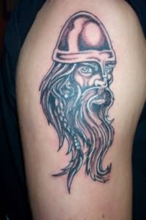Warrior Head Tattoo On Shoulder