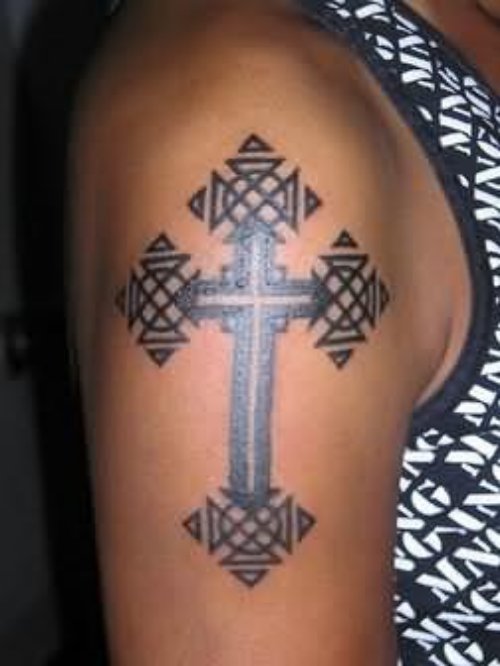 Cross Tattoo On Shoulder For Girls