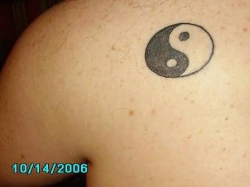 Yin Yang Symbol Tattoo On Shoulder