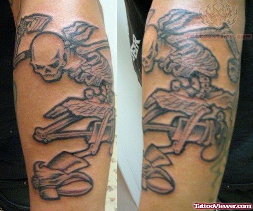 Skeleton Tattoos On Half Sleeves