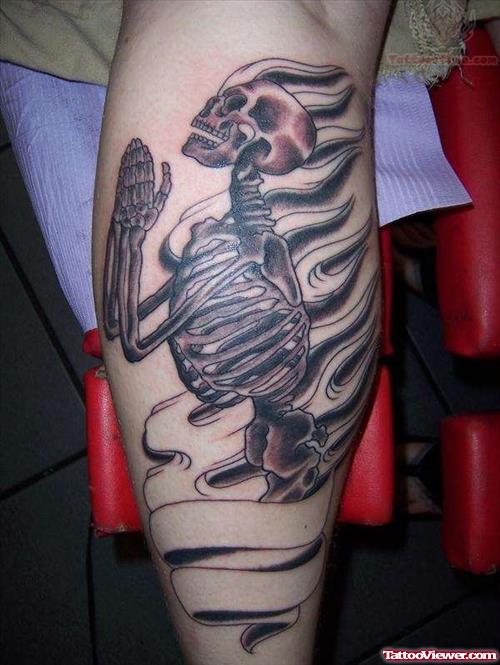 Flaming Skeleton Tattoo