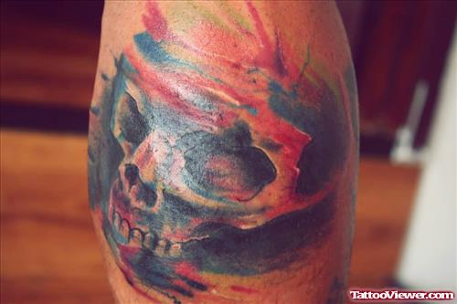 Watercolor Skull Tattoo By Alejo Loaiza