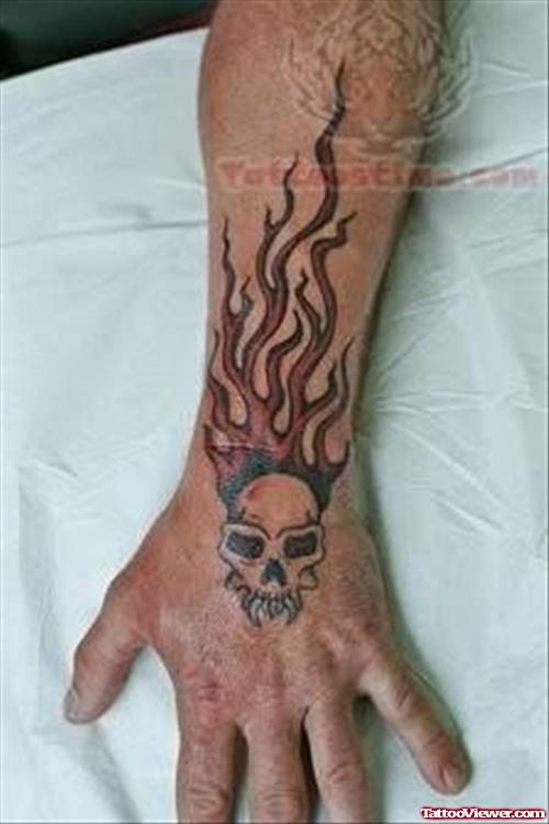 Terrific Flaming Skull Tattoo