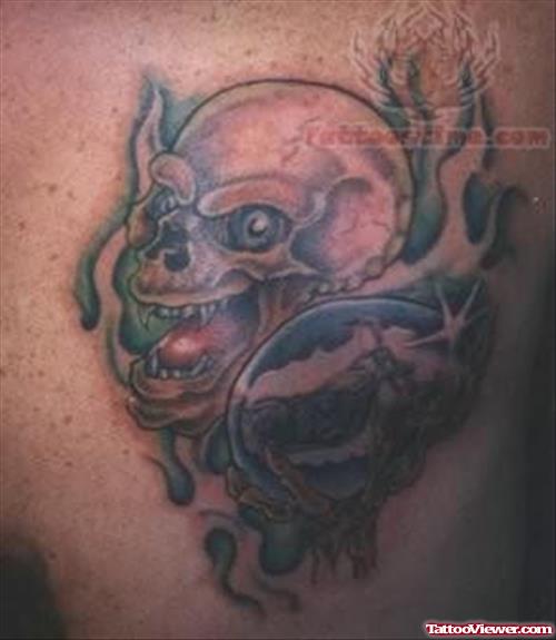 Ghostly Skull Tattoo