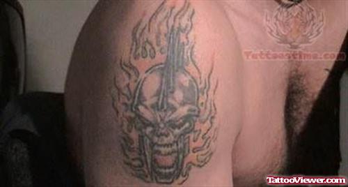 Terrific Skull Tattoo On Shoulder