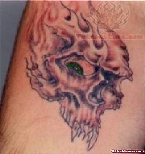 Green Eye Skull Tattoo