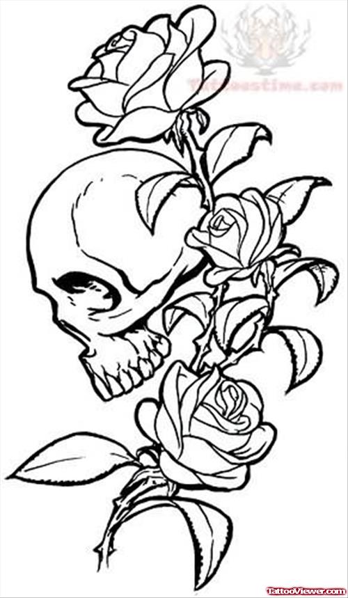 Best Skull And Rose Tattoo Design